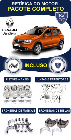 Retífica de motor Renault Sandero peças originais pacote completo Rw motores